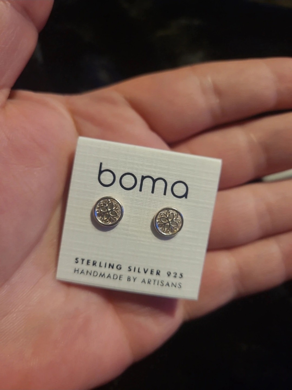 Boma Sterling Silver Floral Disc Stud Earrings - Silver